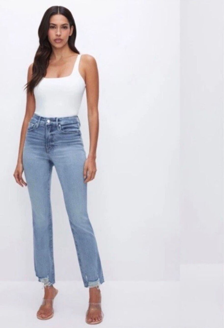 Good American Good Legs Clean Hem Extra Stretch Jeans $170 GLCH960T 14